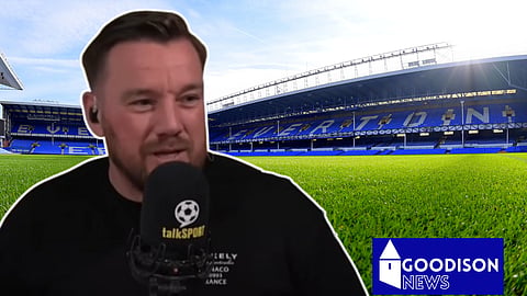 Jamie O'Hara reacts to Everton fan live on air. Credit: talkSPORT