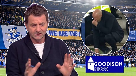 Tim Sherwood spots Arne Slot 'going mental' after Everton incident v Liverpool. Credit: Sky Sports News / TNT Sports