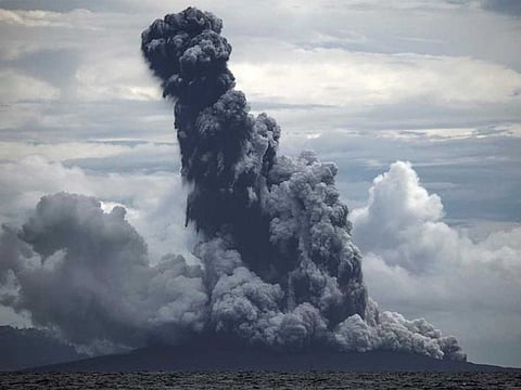 Mount Anak Krakatau volcano spews hot ash during an eruption at Sunda strait in Lampung, Indonesia