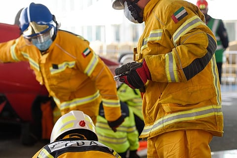 Fire breaks out at Al Reem Island construction site; area evacuated.