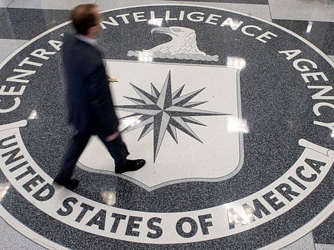 The CIA seal on the floor at the agency’s headquarters in Langley, Virginia. File photo on Jan. 21, 2017.