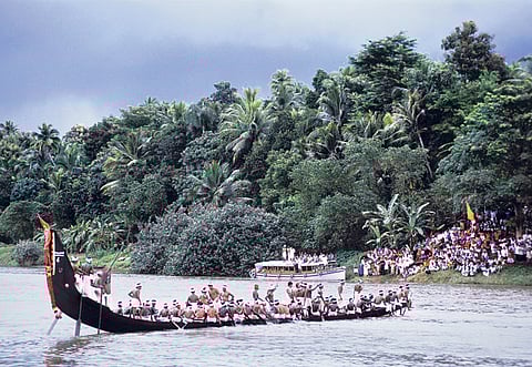 A snake boat on a river in Kerala. Apart from new initiatives, Kerala is attracting tourists with its wellness and medical tourism, natural beauty, lush greenery, backwaters, and rich cultural heritage.