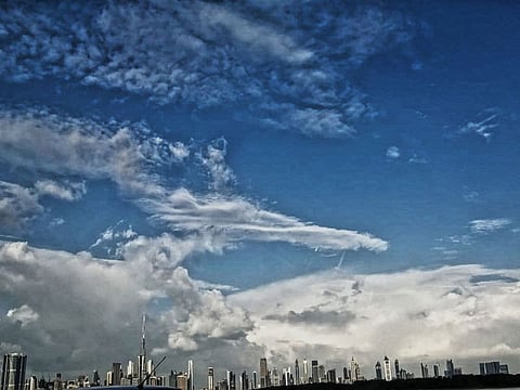 Convective clouds seen over the Dubai skyline