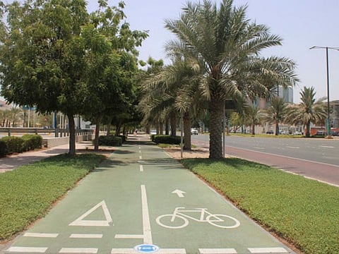 Abu Dhabi police advise cyclists to use the designated cycling lanes.
