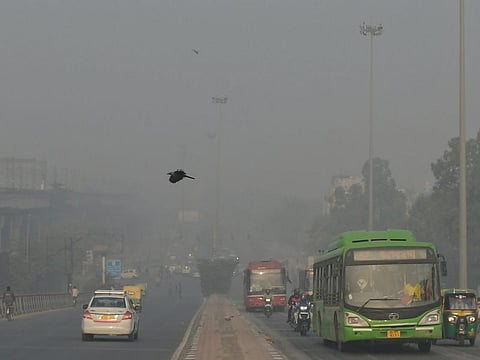 Many cities often exceed the healthy air quality index during winter peaks. Vehicles commute in the dense smog as the city's air quality decreases to 'Severe Category', due to rising air pollution, in New Delhi. Air quality in Delhi regularly plummets to the "severe" category in the colder months, with levels of harmful particulates suspended in the air at dangerous levels.