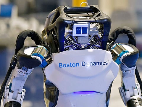 The advanced Atlas robot relies on a wide array of sensors to execute the dance moves, including 28 actuators _ devices that serve as muscles by converting electronic or physical signal into movement _ as well as a gyroscope that helps it to balance, and three quad-core onboard computers, including one that processes perception signals and two that control movement.
