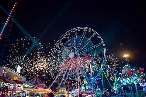 Fireworks light up the sky during the vibrant closing night at Global Village.