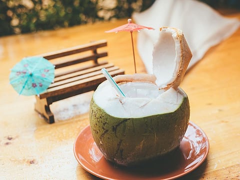 Tender coconut water is great for helping cool the body down.