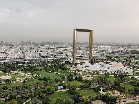 Cloudy sky view at Dubai Frame.