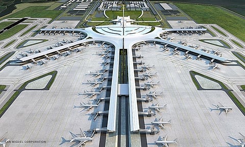 An artist's rendering of the New Manila International Airport NMIA), which will be developed in Bulacan province (north of the Philippine capital) on a 2,500-hectare property. Once completed, it will have a capacity for up to 100 million passengers annually. Construction is set to start in 2026. The date has been pushed back, due to logistics issues. Completion is now set in 2028.