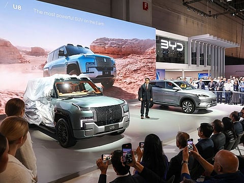 China’s BYD, which dethroned Texas-based Tesla as the top seller of electric cars late last year, is showcasing a range of EVs headed to European markets.