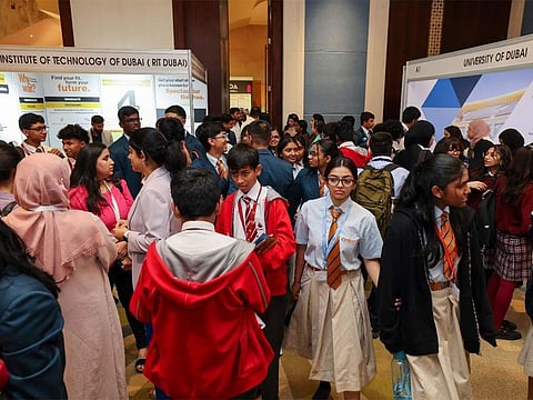 Students and parents throng the sixth edition of Gulf News Edufair on the opening day in Dubai. The three-day exhibition starts this Friday.