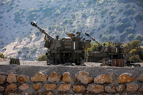 An Israeli tank points to Syria at the Occupied Golan Heights.