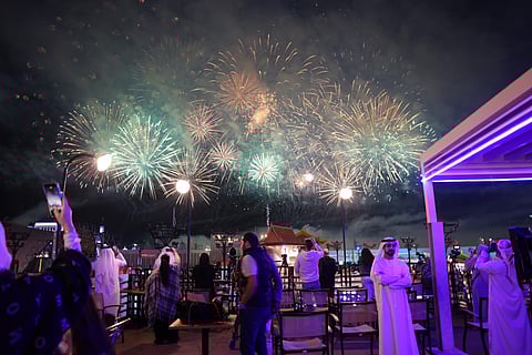 New Year's Eve fireworks at Sheikh Zayed Festival in Abu Dhabi.