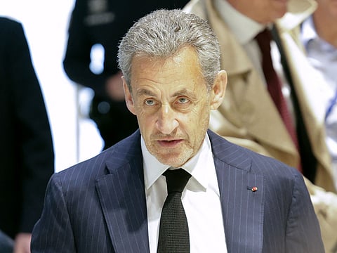 Former French president Nicolas Sarkozy arrives at Paris courthouse in Paris, on January 6, 2025, for the opening hearing of his trial on charges of accepting illegal campaign financing in an alleged pact with the late Libyan leader Muammar Gaddafi.