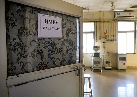A view of HMPV male ward, at Civil Hospital in Ahmedabad on Tuesday.