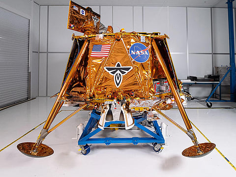 This undated handout image courtesy of Firefly Aerospace shows the fully assembled Blue Ghost Mission 1 lunar lander vehicle.