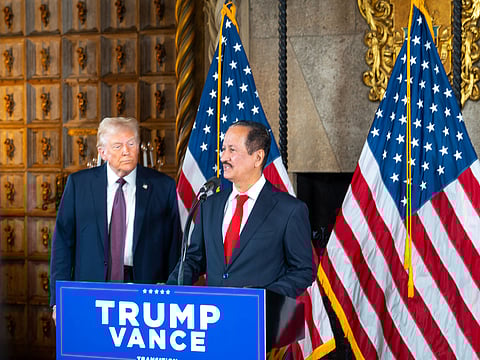 Founder and Chairman of Damac Hussain Sajwani with US President-elect Donald Trump, at Mar-a-Lago in Palm Beach, Florida on January 7 where he unveiled plans for several data centers targeting a 2000MW capacity over the next four years.