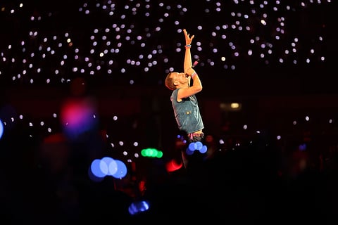 Frontman Chris Martin during the first of four Abu Dhabi concerts, January 9, 2025.