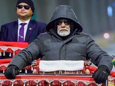 Prime Minister Narendra Modi inspects the Sonmarg tunnel following its inauguration, in Ganderbal on Monday.
