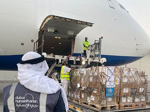 The UAE-donated flight carried $1 million worth of health supplies supported by BHA