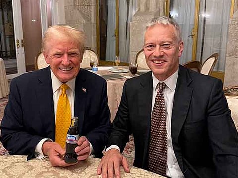 US President-elect Donald Trump with Coca-Cola CEO James Quincey (Image: X@margomartin)