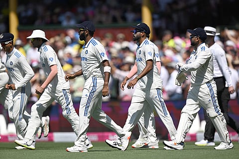 Team India walk onto the field during day two of the fifth Test match between Australia and India at the Sydney Cricket Ground on January 4, 2025.