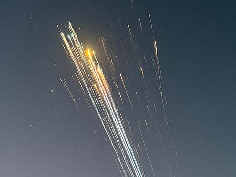 In this handout image courtesy of Greg Blee, debris from the SpaceX Starship is seen in the sky near Providenciales, Turks and Caicos on January 16, 2025.