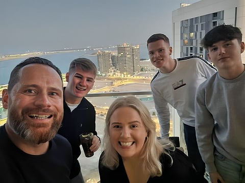 Charlotte Galardo (c) with friends and neighbours