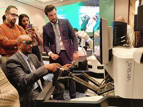 American Hospital Dubai provided an opportunity for Arab Health visitors to test robot-assisted surgery in a demo