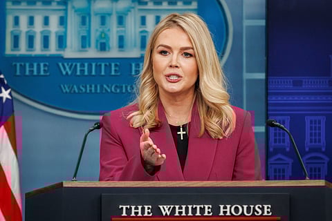 Karoline Leavitt, White House press secretary, during a news conference in the James S. Brady Press Briefing Room of the White House in Washington, DC, US, on Tuesday, January 28, 2025.