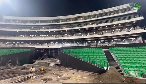 The new-look Gaddafi Stadium ahead of the Champions Trophy in Lahore on Wednesday.