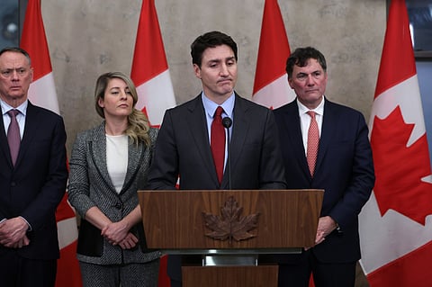 Trudeau holds a press conference as Trump signed 25% tariffs on Canada and Mexico on February 1, 2025