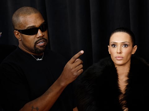 (L-R) Kanye West and Bianca Censori attend the 67th GRAMMY Awards on February 02, 2025 in Los Angeles, California.