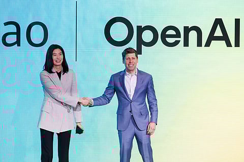 OpenAI CEO Sam Altman and Kakao CEO Shina Chung at the event