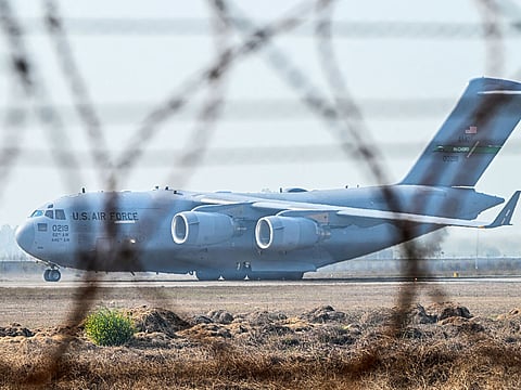 File photo: US Air Force C-17 Globemaster III aircraft carrying undocumented Indian migrants deported by the US lands at Sri Guru Ram Dass Jee International Airport in Amritsar, Punjab, India, on Wednesday, Feb. 5, 2025.