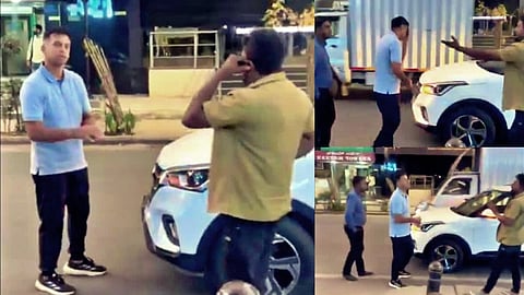 Rahul Dravid argues with an auto-rickshaw driver in Bengaluru on Tuesday evening.