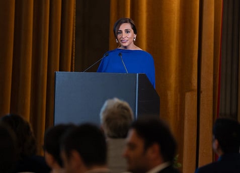 Sheikha Bodour Al Qasimi during her speech at the gala dinner in Rome