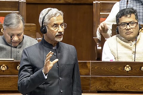 New Delhi, Feb 06 (ANI): External Affairs Minister S Jaishankar speaks in the Rajya Sabha on Indian citizens deported from the US, in New Delhi on Thursday.