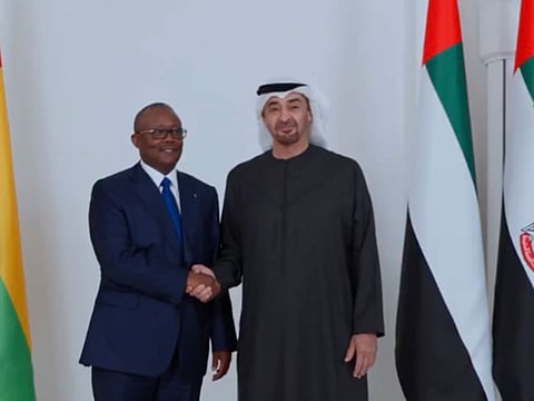 UAE President His Highness Sheikh Mohamed bin Zayed Al Nahyan with Umaro Sissoco Embaló, President of Guinea-Bissau.