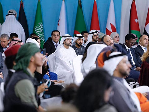 Sheikh Hamdan bin Mohammed bin Rashid during the Young Arab Leaders Forum in Dubai on Monday