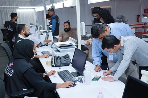 Participants registration at the UAE's Biggest Weight Loss Challenge at Ras Al Khaimah Hospital.
