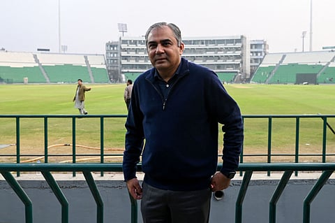 Pakistan Cricket Board chairman Mohsin Naqvi during his visit to Gaddafi Stadium in Lahore on January 31.