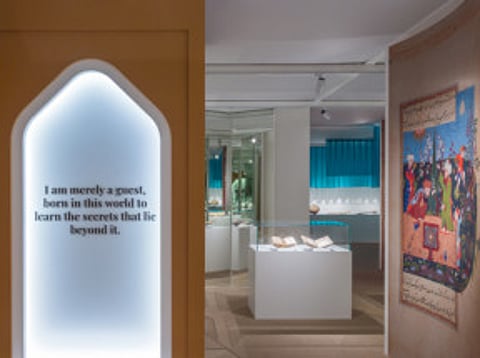 A section of the "Rumi: 750 Years of Absence... Eight Centuries of Presence" exhibition at the House of Wisdom in Sharjah.