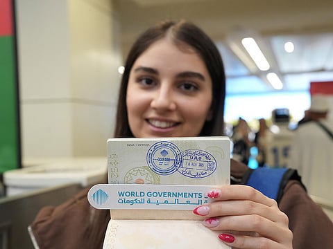 The WGS logo stamped on the passport of a visitor.