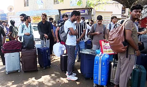 Nepali students forced to leave Kalinga Institute of Industrial Technology (KIIT) after tensions flare up following the alleged suicide of a female student from Nepal, in Cuttack on Monday.