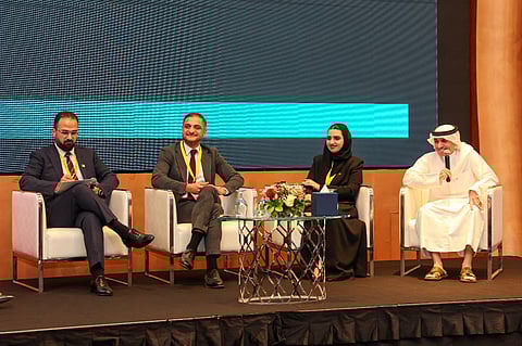 Zubair Makhdoomi, Sales Director at the Free Zones Authority of Ajman, Mustafa Shaker, Sales Director at RAKEZ, Fatma Amiri, Government Relations Manager at Meydan Free Zone, and Rashid Sahoo from Shams, at Gulf News' Invest UAE seminar