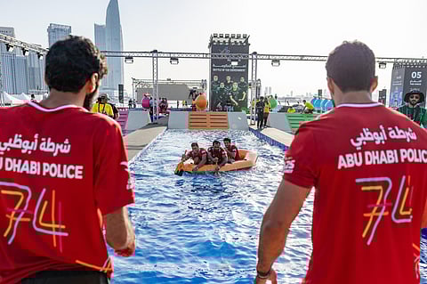 Abu Dhabi Police team in action at the Dubai Games. The seven-member police team earned the number one spot with 121 points, bagging a place in the Sunday’s grand showdown.