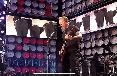 James Hetfield of Metallica during a performance of ‘Nothing Else Matters’, a song he felt shy of sharing with band members after writing it.