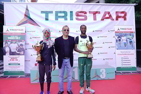 The winners of Half Marathon with Tristar Group CEO Eugene Mayne in Dubai